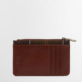 Barbour Leather Alder Card Holder in Brown/Classic Tartan