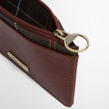 Barbour Leather Alder Card Holder in Brown/Classic Tartan