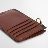 Barbour Leather Alder Card Holder in Brown/Classic Tartan