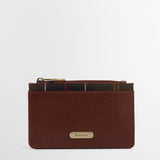 Barbour Leather Alder Card Holder in Brown/Classic Tartan