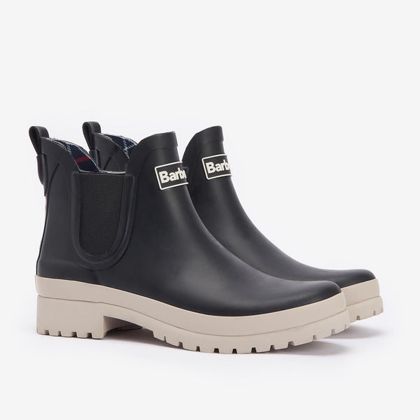 Barbour Women's Mallow Wellingtons in Black/White Pepper