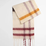 Barbour Isla Boucle Scarf in Ecru Muted Tartan