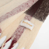 Barbour Isla Boucle Scarf in Ecru Muted Tartan