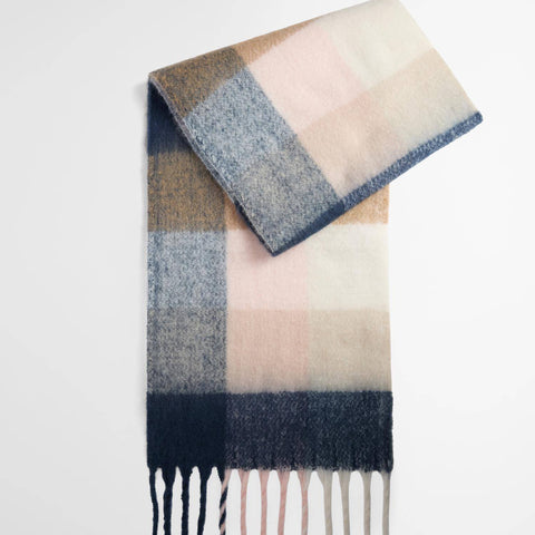 Barbour Women's Marie Scarf in Navy/Blush Pink