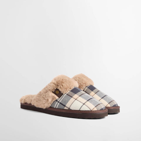 Barbour Women's Claudia Mule Slipper in Light Birchwood Dress Tartan