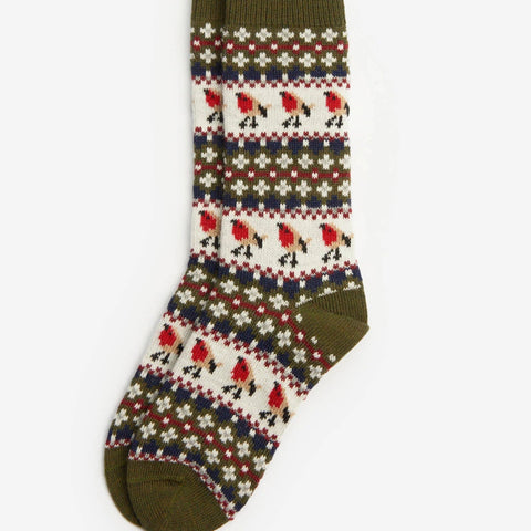 Barbour Women's Robin Fair Isle Socks in Olive