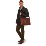 Barbour Leather Briefcase in Dark Brown