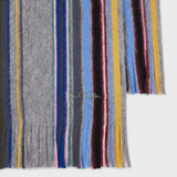 Paul Smith Men's Merino Wool Multistripe Scarf in Grey