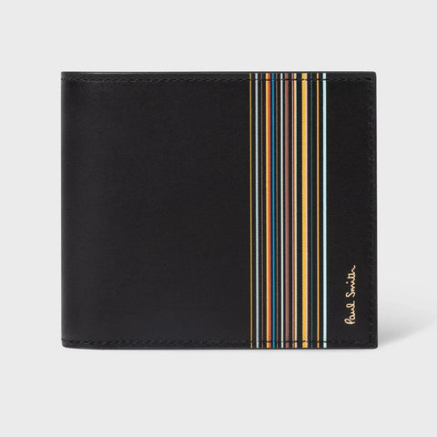 Paul Smith Men's Leather Signature Stripe Interior Billfold And Coin Wallet Black