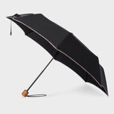 Paul Smith Black Telescopic Umbrella With 'Signature Stripe' Trims