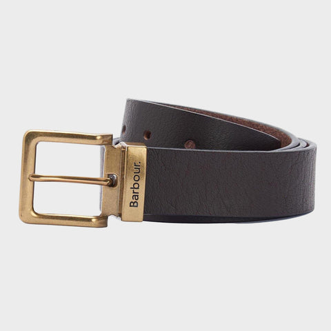 Barbour Men's Blakely Leather Belt in Dark Brown
