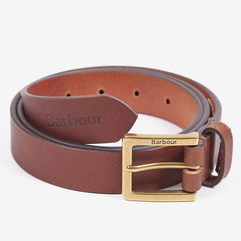 Barbour Men's Pull Up Leather Belt in Dark Tan