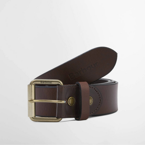 Barbour Contrast Leather Belt in Olive/Brown