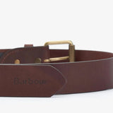 Barbour Contrast Leather Belt in Olive/Brown