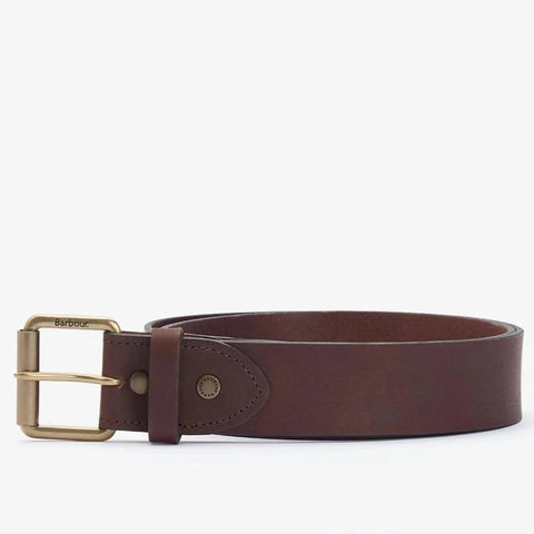Barbour Contrast Leather Belt in Olive/Brown