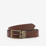 Barbour Men's Reversible Leather Belt in Brown/Classic Tartan