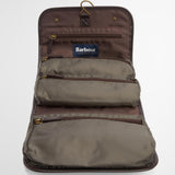 Barbour Waxed Hanging Washbag in Olive/Beacon
