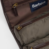 Barbour Waxed Hanging Washbag in Olive/Beacon