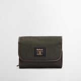 Barbour Waxed Hanging Washbag in Olive/Beacon