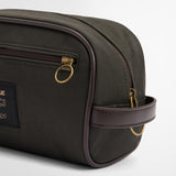 Barbour Waxed Washbag in Olive/Beacon