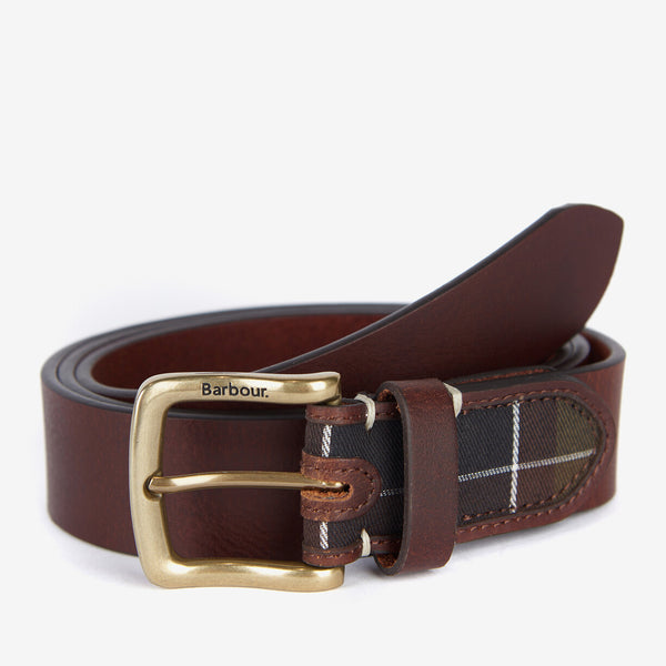 Barbour Men's Leather Belt Brown/Classic Tartan
