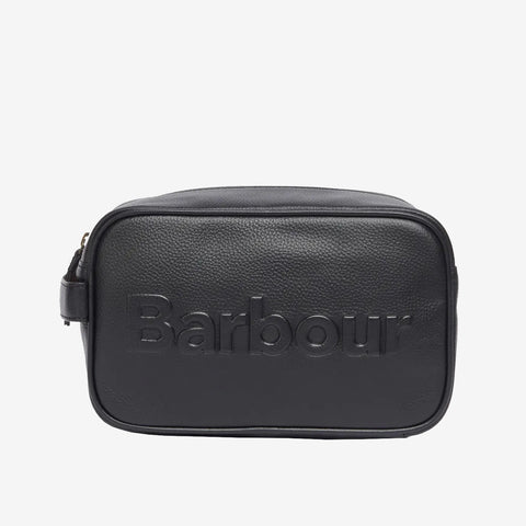 Barbour Leather Washbag in Black