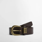 Barbour Men's Clyde Leather Belt in Dark Brown