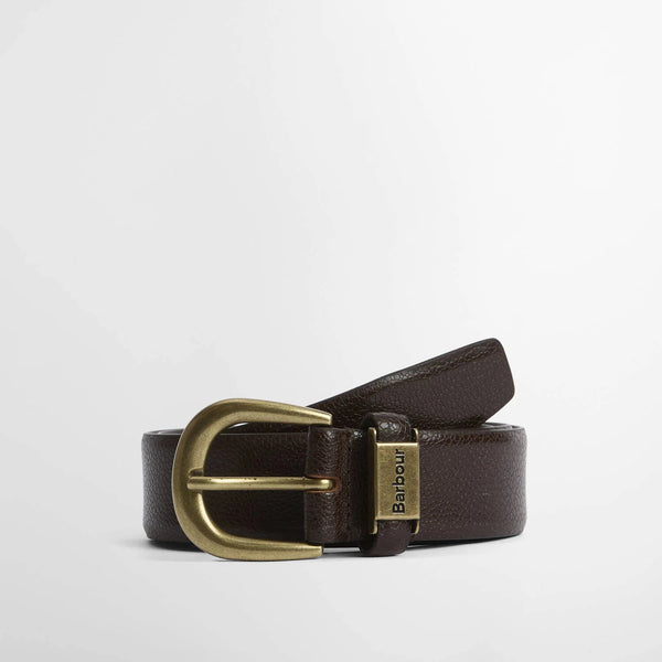 Barbour Men's Clyde Leather Belt in Dark Brown