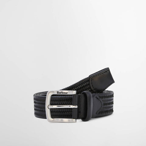 Barbour Men's Stretch Leather Belt in Black