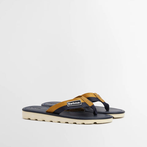 Barbour Men's Harker Toe-post Sandal in Navy/Ochre