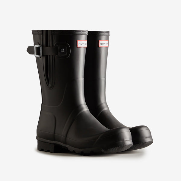 Hunter Men's Short Side Adjustable Wellington Boots in Black