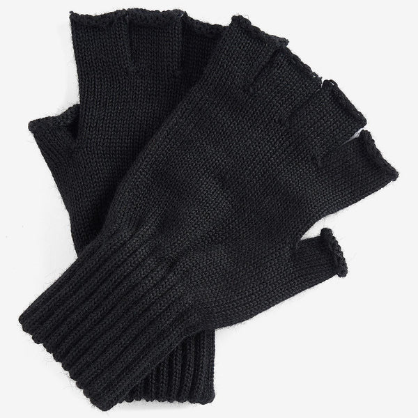 Barbour Fingerless Knitted Gloves in Black