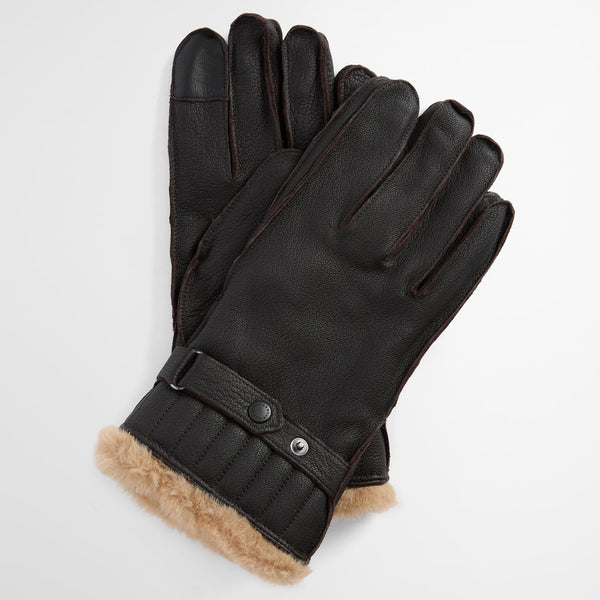 Barbour Mens Leather Utility Gloves in Brown