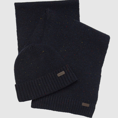 Carlton Fleck Beanie & Scarf Gift Set in Classic Navy