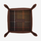 Barbour - Leather Valet Tray and Card Holder in Classic Tartan/Brown