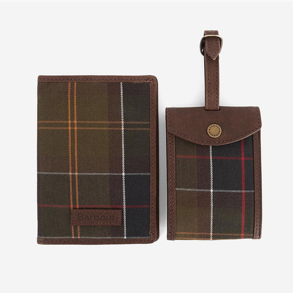 Barbour - Leather & Tartan Travel Gift Set in Classic Tartan