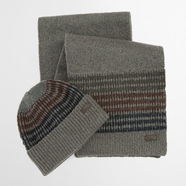 Barbour Branton Beanie and Scarf Gift Set in Midnight Oak