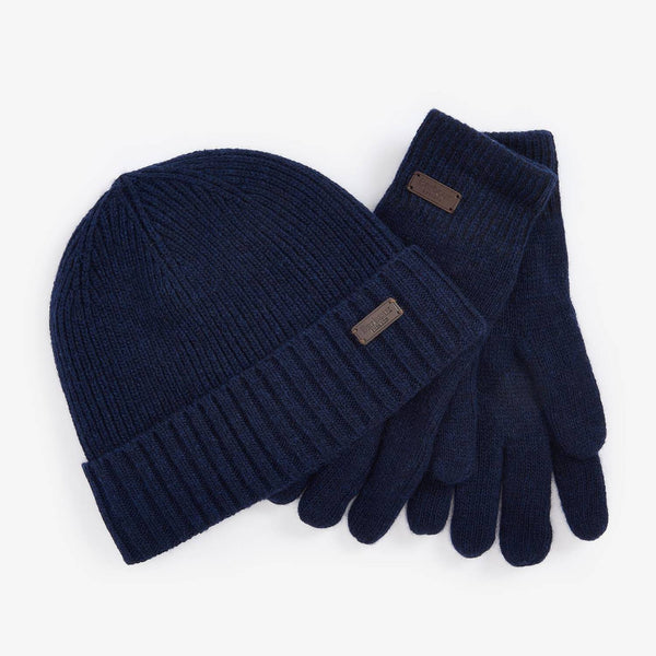 Barbour Men's Carlton Beanie and Glove Set in Navy