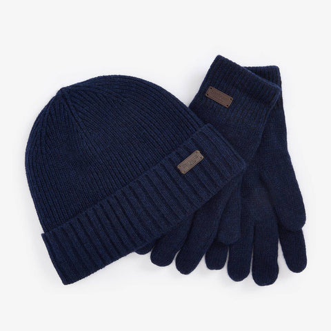 Barbour Men's Carlton Beanie and Glove Set in Navy