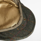 Barbour Men's Crieff Flat Cap in Olive/Red Overcheck