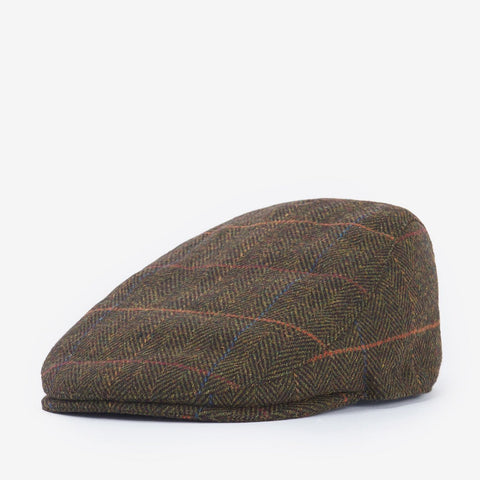 Barbour Men's Cheviot Flat Cap in Olive Herringbone