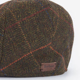 Barbour Men's Wilkin Flat Cap in Olive Herringbone