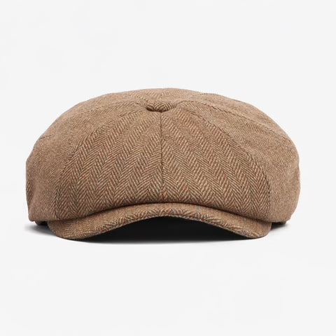 Barbour Men's Fyne Tweed Bakerboy Cap in Sand