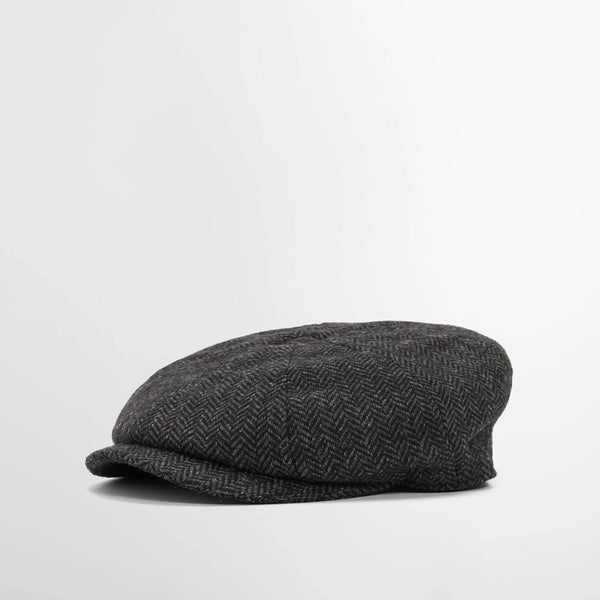 Barbour Men's Tweed Fyne Baker Boy Cap in Charcoal Grey