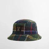 Barbour Men's Field Wax Bucket Hat in Sage Classic Tartan/Black
