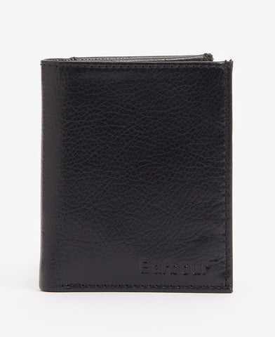 Barbour Colwell Small Leather Billfold Wallet in Black