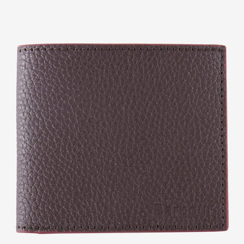 Barbour Grain Leather Bill Wallet in Dark Brown