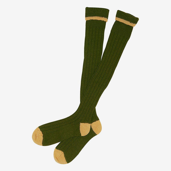 Barbour Men's Contrast Gun Stockings in Olive/Gold