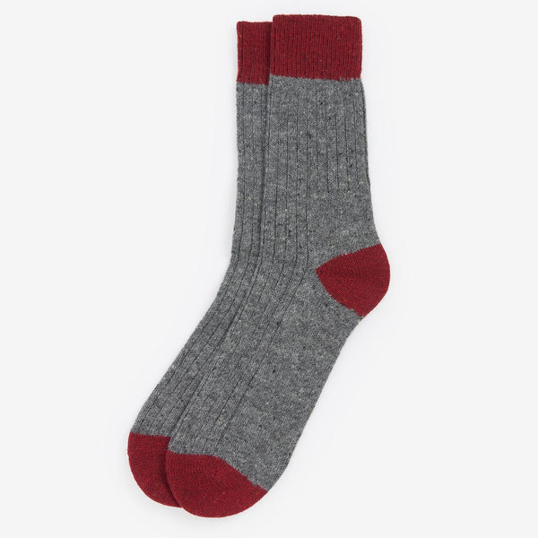Barbour Men's Houghton Sock in Mid Grey/Red