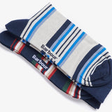Barbour Men's Summer Stripe Socks 2 Pack in Navy Mix